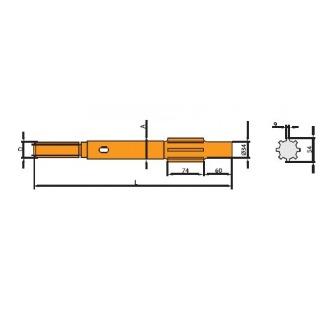 Adaptor (shank adaptor) pentru Atlas Copco COP1038HB/1238ME/LP, L=575mm, filet T45 Adaptor (shank adaptor) pentru Atlas Copco COP1038HB/1238ME/LP, L=575mm, filet T45