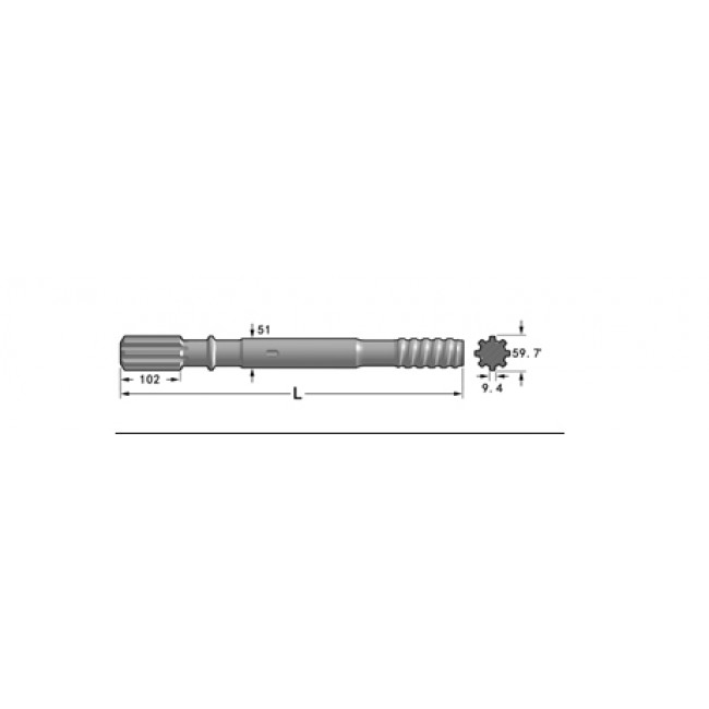 Adaptor (shank adaptor) pentru Montabert HC120R, L=670mm, filet T51