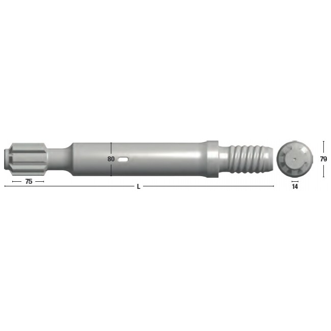 Adaptor (shank adaptor) pentru Sandvik HL1000, corp 80mm, L=635mm, filet T51
