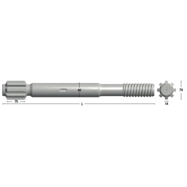 Adaptor (shank adaptor) pentru Sandvik HL1000, filet GT60, corp 60mm