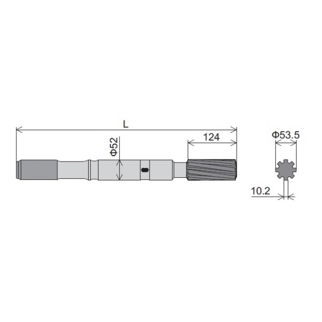 Adaptor (shank adaptor) pentru Atlas Copco COP1840, L=565mm, filet T51 Adaptor (shank adaptor) pentru Atlas Copco COP1840, L=565mm, filet T51
