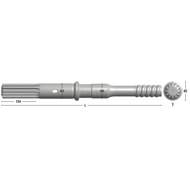 Adaptor (shank adaptor) pentru Atlas Copco COP2160EX/2560EX, L=770mm, filet T51 Adaptor (shank adaptor) pentru Atlas Copco COP2160EX/2560EX, L=770mm, filet T51