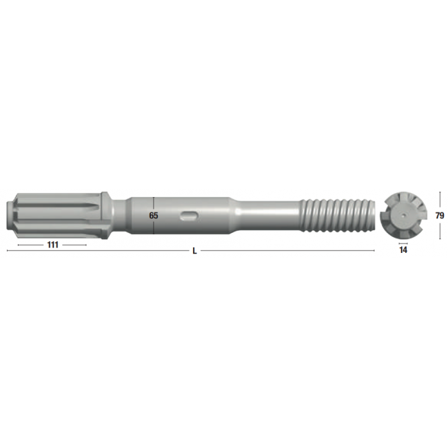 Adaptor (shank adaptor) pentru Sandvik HL1000PE/1500PE, filet GT60, corp 65mm